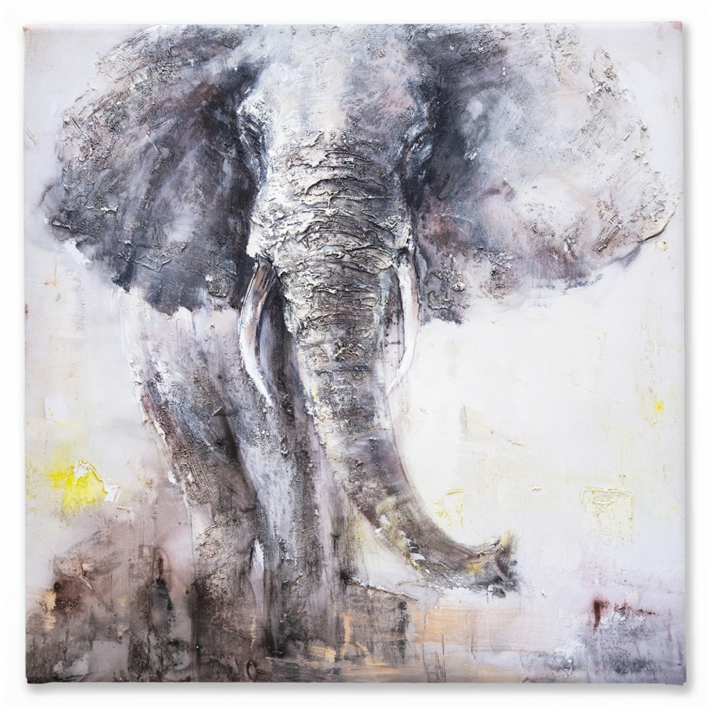 Grey Elephant Traditional Stretched Canvas Print